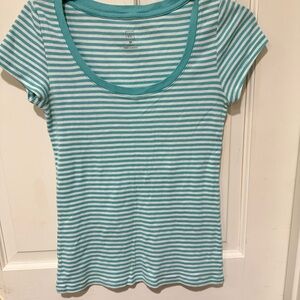 GAP Teal Striped Short Sleeve Tee